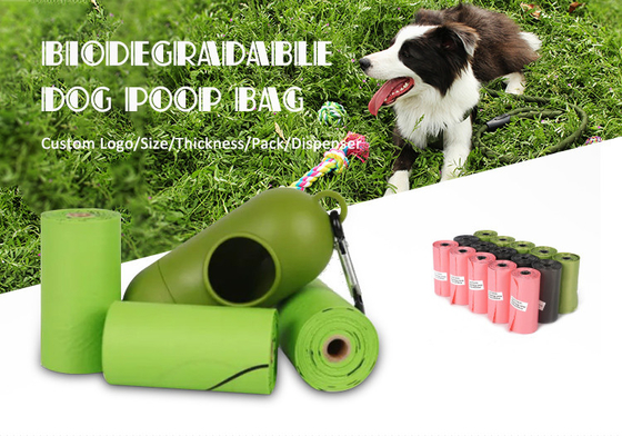 Sacos biodegradáveis de resíduos de cães de PLA/PE Espessura personalizada Ecológico e portátil