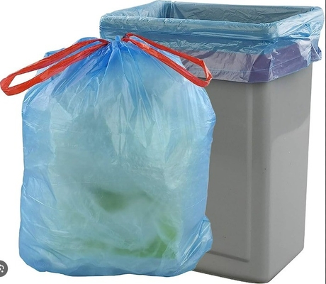 5-50 mic Espessura de carga pesada corda de tração Saco de lixo biodegradável com superfície em relevo