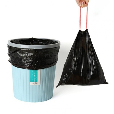 5-50 mic Espessura de carga pesada corda de tração Saco de lixo biodegradável com superfície em relevo