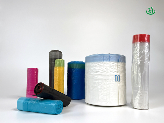Logotipo personalizado OEM Sacos de lixo grandes com alça de corda Estrutura de material HDPE