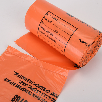 Autoclave vermelho amarelo Sacos plásticos de lixo médico Sacos de lixo Sacos de risco biológico em rolos