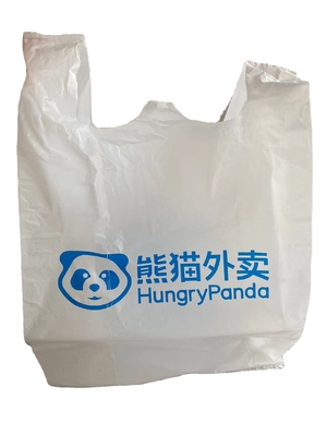 T-shirt com logotipo personalizado Sacos de plástico para restaurante em material HDPE/LDPE/LLDPE