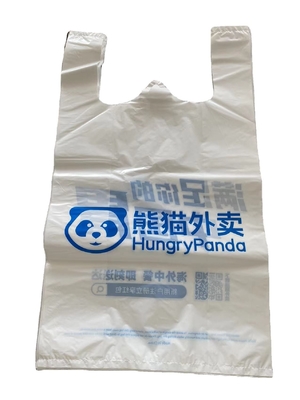 T-shirt com logotipo personalizado Sacos de plástico para restaurante em material HDPE/LDPE/LLDPE
