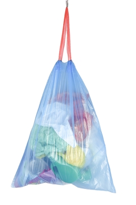 Rolo de sacos de lixo com corda de tração de LDPE para eliminação de resíduos domésticos e práticas ecológicas