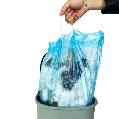 Saco de lixo doméstico preto de grande capacidade com corda de tração e logotipo não rasgados