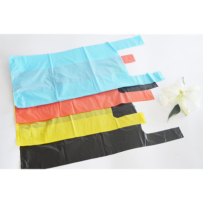 Bolsa de camiseta de plástico para supermercado e compras Material ecológico