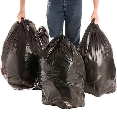 Sacos de plástico de uso comercial sacos de lixo pretos espessos com boca plana e HDPE/LDPE