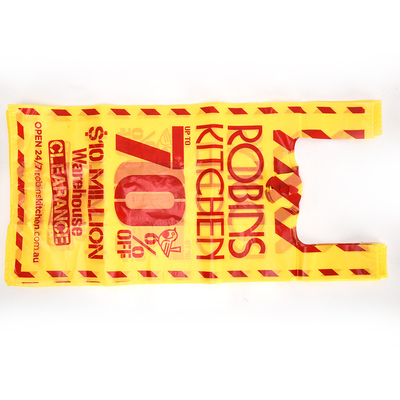 Saco de camiseta personalizado em HDPE/LDPE/LLDPE para compras em supermercados e embalagens para levar