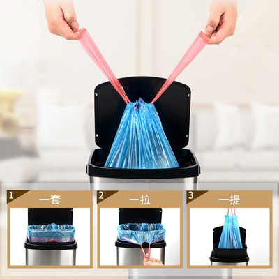 Saco de lixo de PE descartável colorido fecho de corda OK Compost certificado conveniente