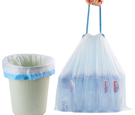 Sacos de cordas de tração multiuso Liner de lata de lixo de plástico PE em rolo para lixo Logotipo de resíduos