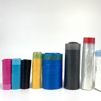 Aceitação de encomendas personalizadas Rolo de sacos de lixo de corda de tração perfumada em HDPE/LDPE/LLDPE