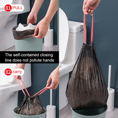 Saco de lixo com corda de tração preta espessada para lixo de cozinha em material HDPE/LDPE/LLDPE