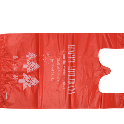 T-shirt em HDPE de padrão personalizado com alça alargada Saco de plástico para resíduos alimentares e eliminação