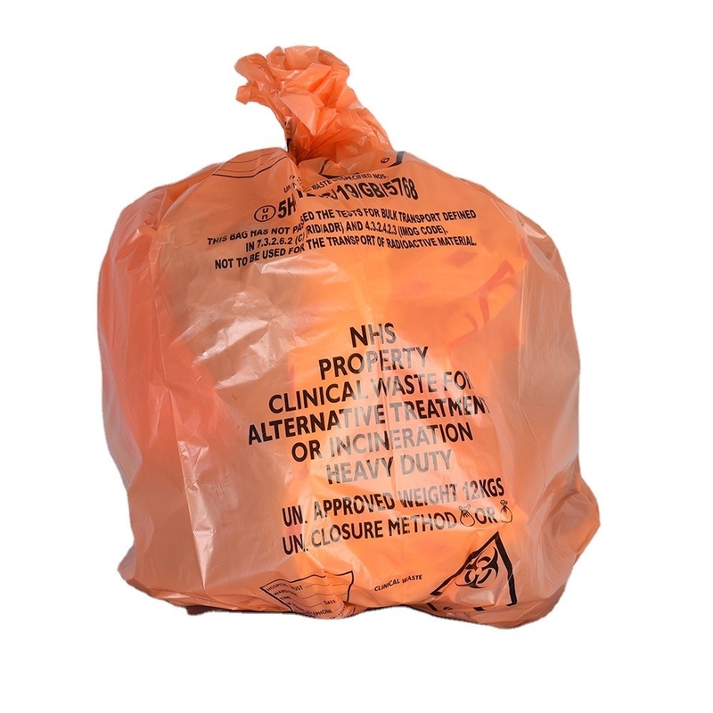 1 tonelada Logotipo personalizado Bolsa de revestimentos médicos Diretamente amarelo Segurança HDPE Bolsas aceites CN SHN