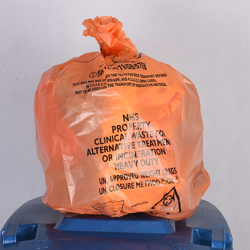 Sacos de lixo médico selos térmicos LDPE/HDPE Sacos de lixo descartáveis de plástico para laboratório hospitalar