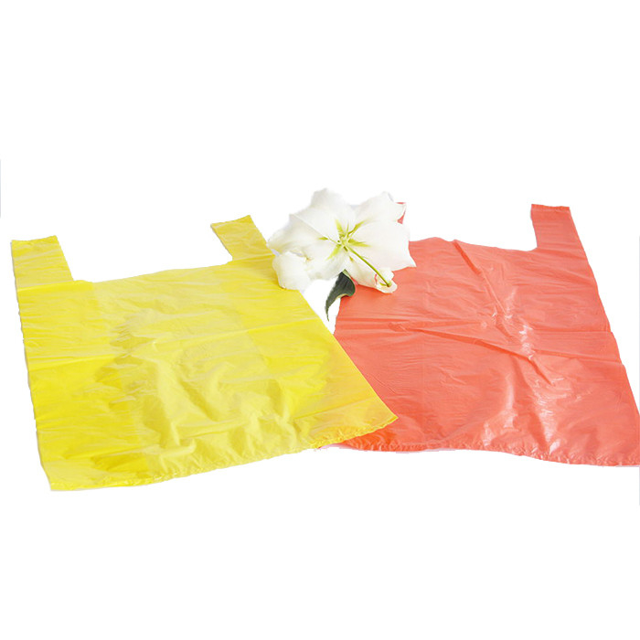 Bolsa de camiseta de plástico para supermercado e compras Material ecológico