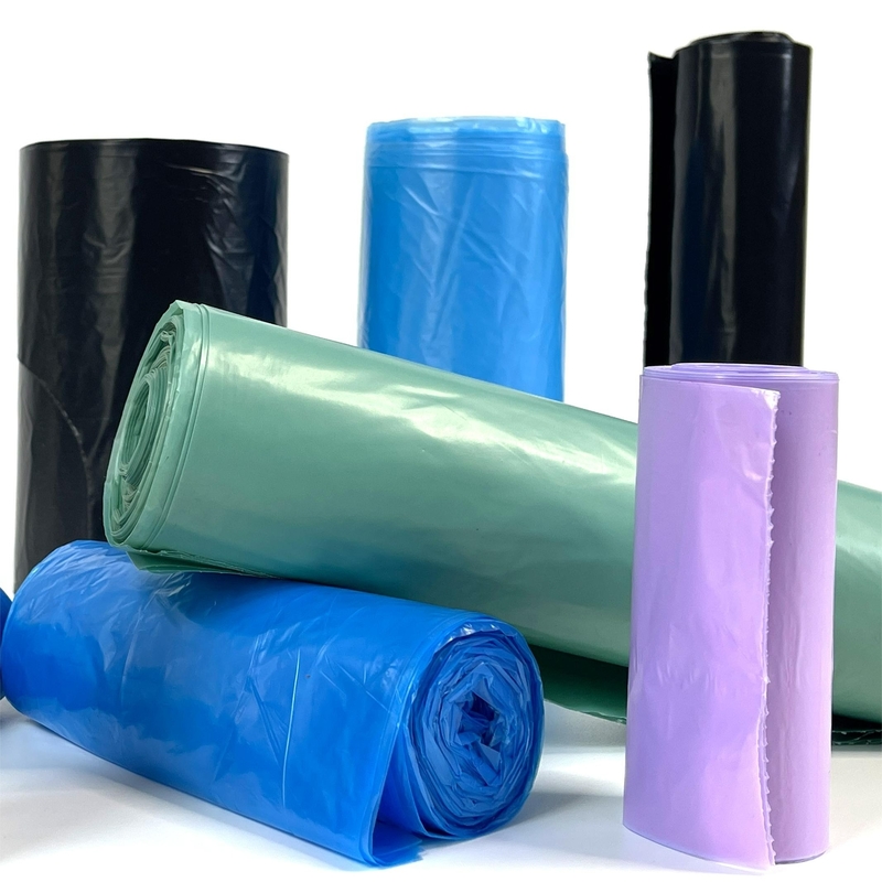 Impressão offset Manuseio da superfície Saco de lixo de plástico LDPE em rolo para latas de lixo bege
