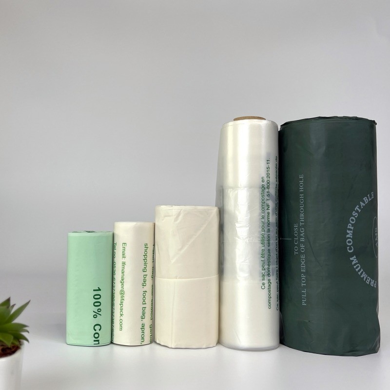 Saco de camiseta biodegradável em rolo feito de material PBAT para embalagens ecológicas